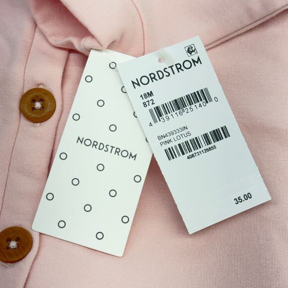 Nordstrom Baby Girls’ Pink Ruffle Romper Button-Up Size 18M New - Picture 4 of 4